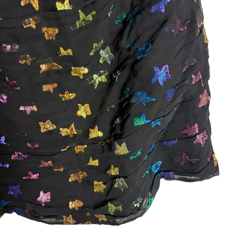 Shoshanna Ronnie Starry Night Black Rainbow Metallic Star One Shoulder Dress  6 - Image 16