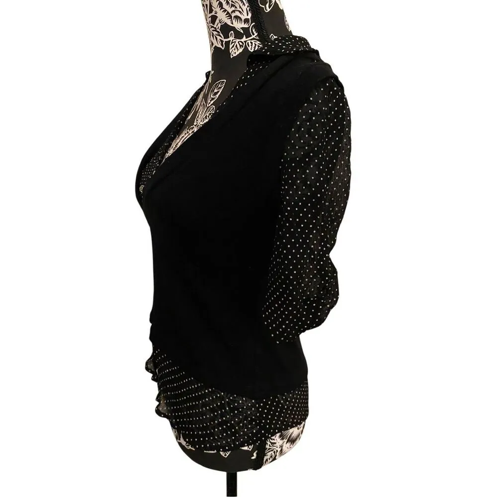 Fang Polka Dot Blouse Juniors Medium Formal Career Office Workwear Work School Black Size undefined - Image 4