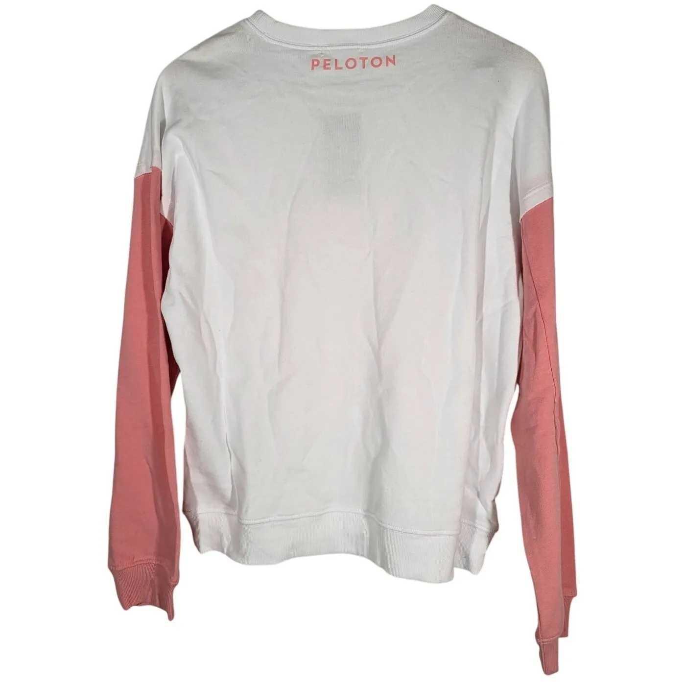Peloton SU121 Unwind Pullover Sweatshirt White Coral Pink Colorblock Size M - Image 2