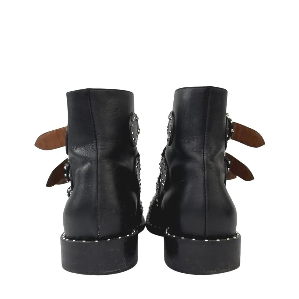 Givenchy Women's Black Leather Studded Buckle Pointed Toe Ankle Boots Size 7.5 - Image 4