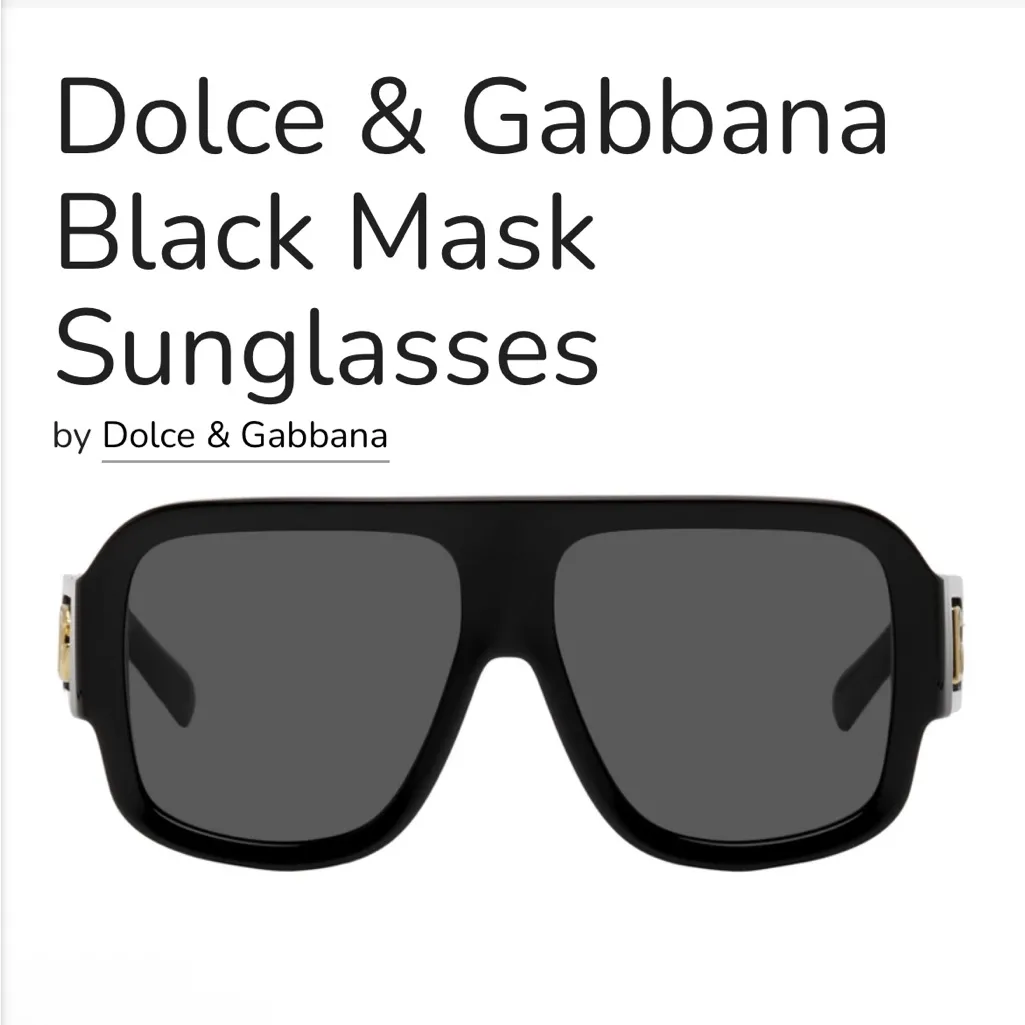 Authentic Dolce & Gabbana Black & Gold DG Mask Unisex Sunglasses - Image 2