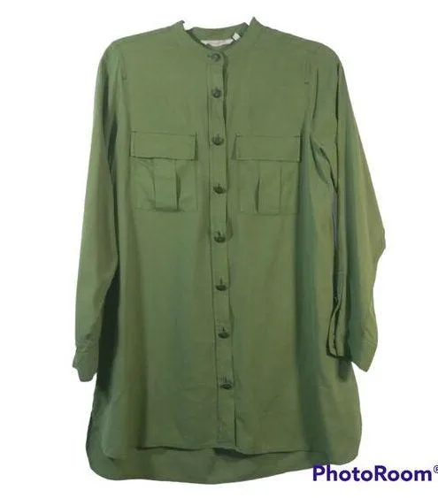 Soft Surroundings Green Supreme 100% Silk Button Front Tunic Size XS - Image 1