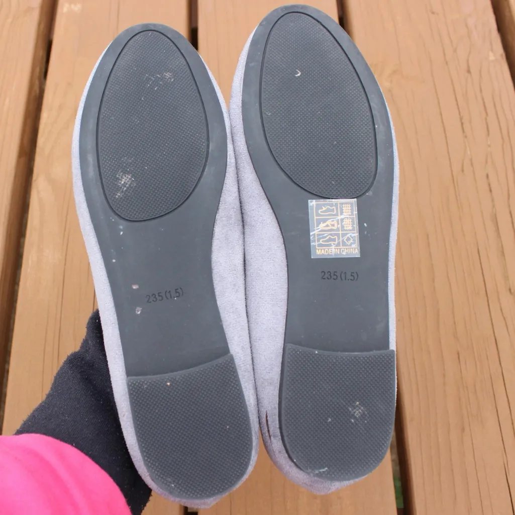 Women's Grey Cross Strap Solid Grey Ballet Flat Sz 7 Gray - Image 7