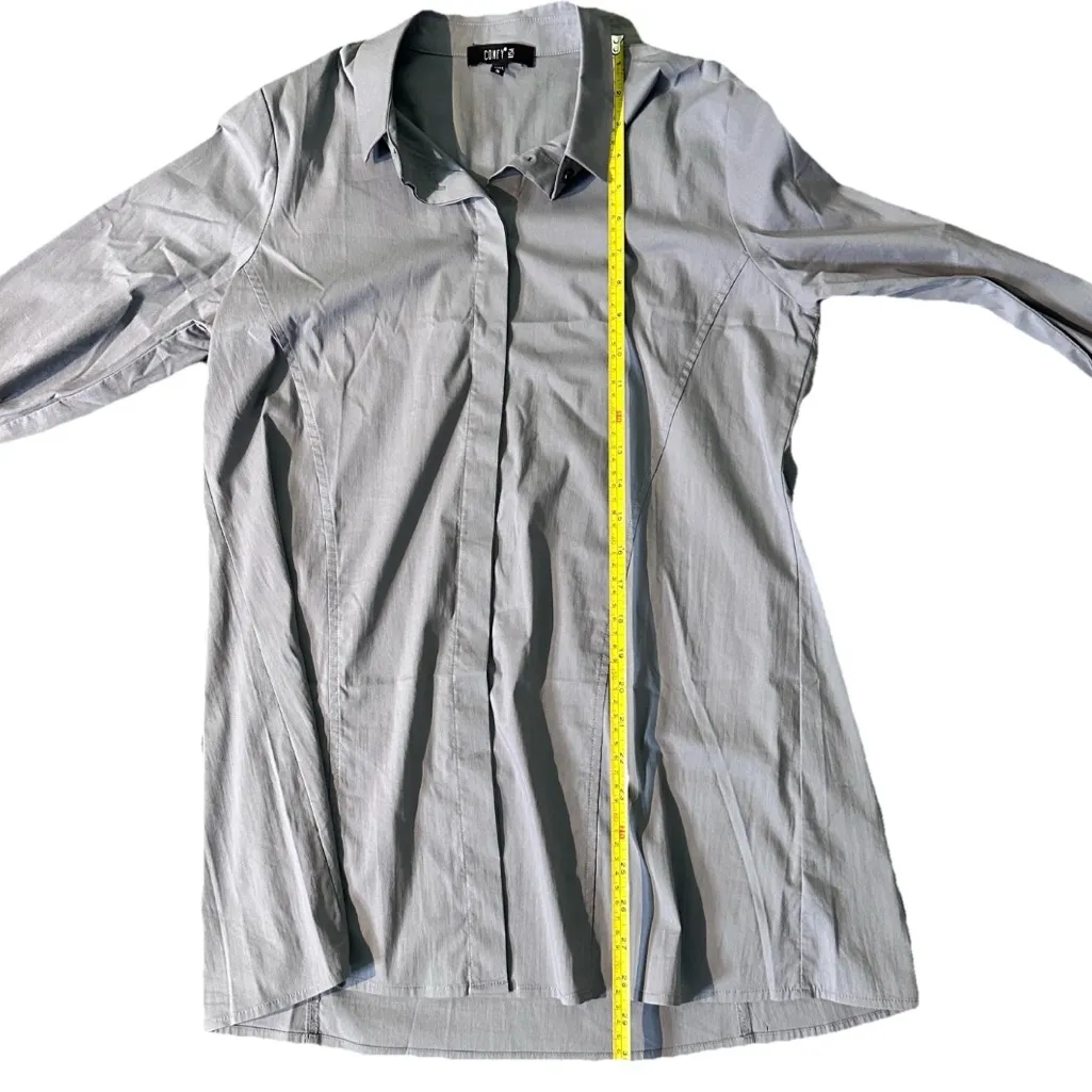 Comfy USA Button Down Long Sleeve Top Blouse Gray Covered Placket Basic Casual S - Image 7