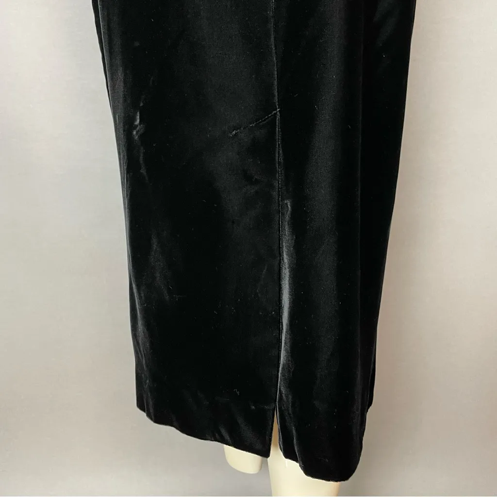 Vintage Velvet Skirt Gathered Waistband Black Midi Straight Michelle Stuart‎ Size 12 - Image 7