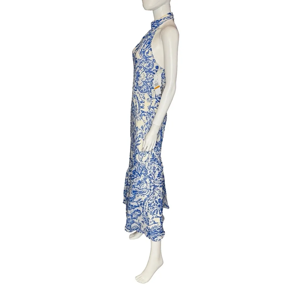 1.State Women's Printed Halter Open-Back Maxi Dress Marine Blue Sz S NWT - Image 4