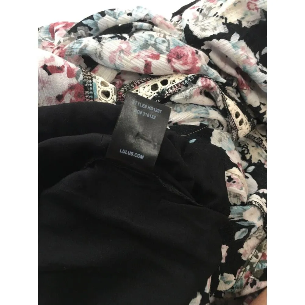 Lulus Dress Womens S Maxi Sun Will Shine Floral Print Sleeveless Lace Up Black - Image 11