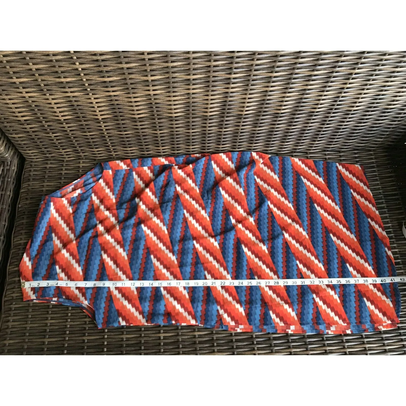 LuLaRoe Womens Duster Sz S Joy Long Vest Blue Orange Southwest Look Artsy Silky‎ - Image 6