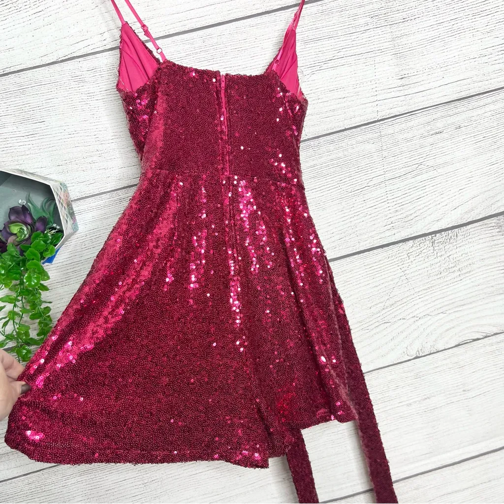 Crystal Doll Sparkling Pink Sequin Mini Romper Size XS Glam Valentine’s Day Belt - Image 13