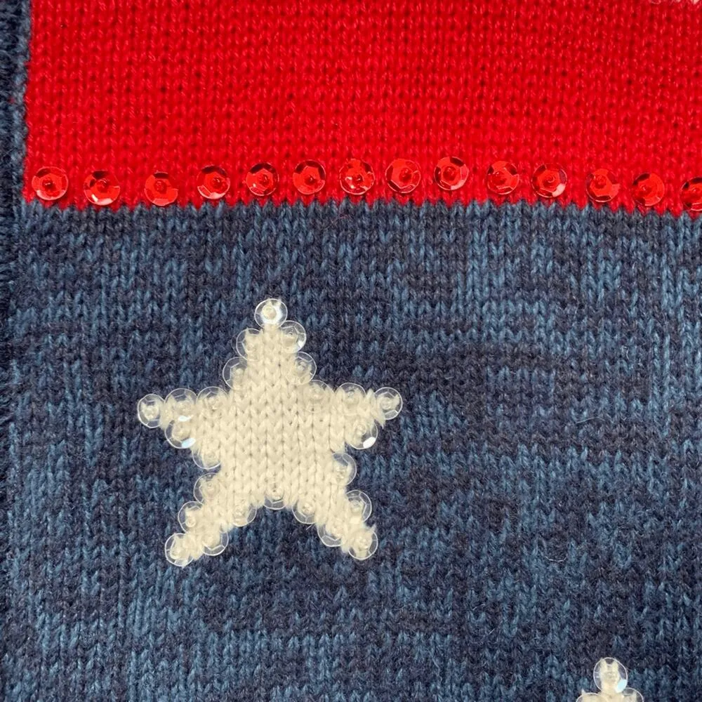Vintage Y2K Patriotic Zip Cardigan Sweater Large Blue Red Stars Stripes USA Flag - Image 8