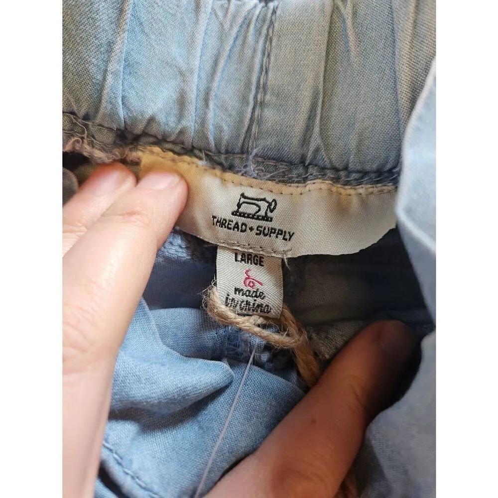 NWT Thread & Supply Size L Blue Denim Jean Shorts Size L - Image 3