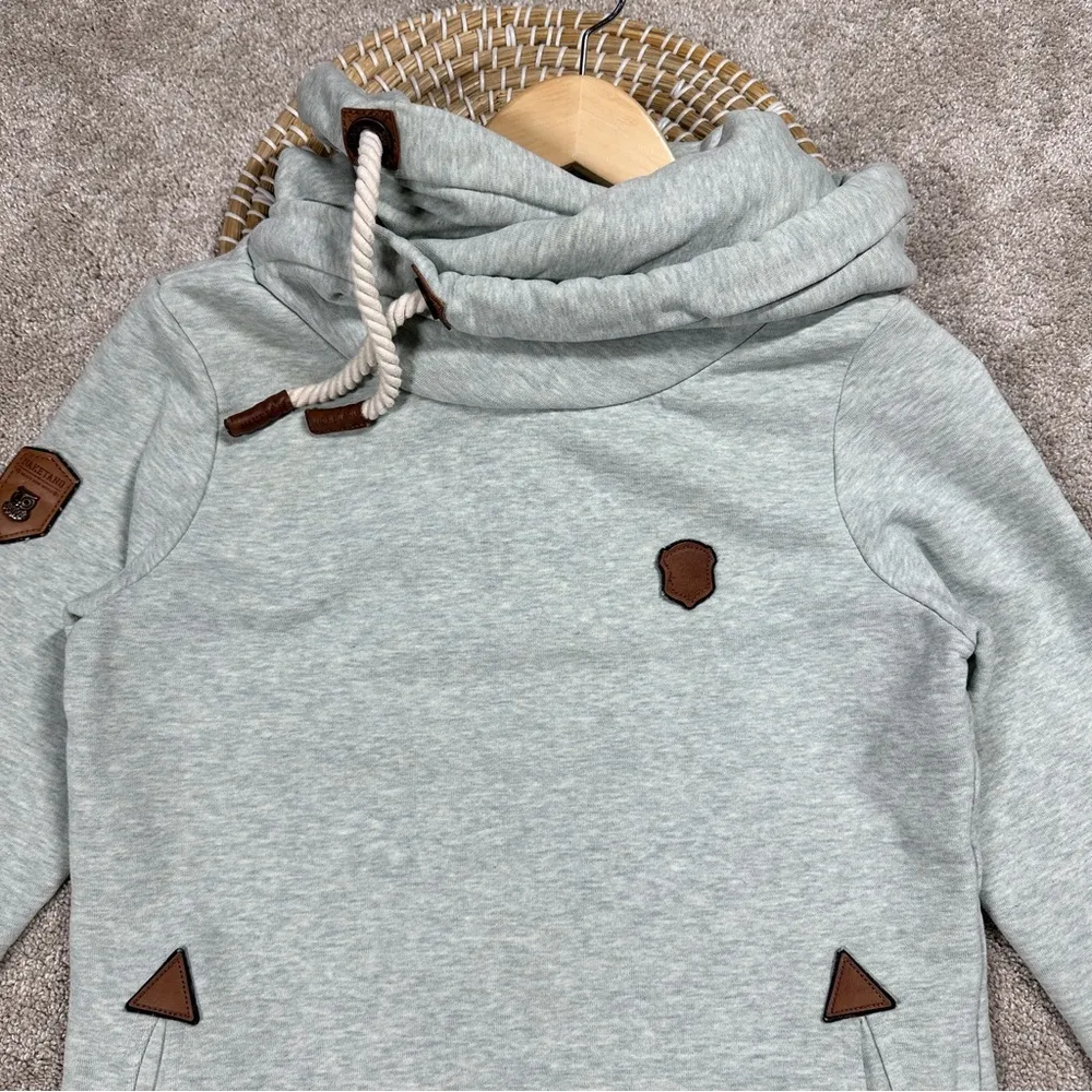 Naketano Darth Cowl Neck Hooded Sweatshirt Longsleeve in Light Green Mint M - Image 5