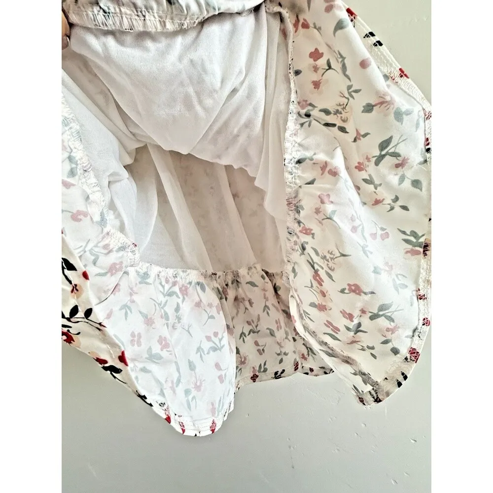 Romwe women mini dress cherry girl ditsy floral ruched ruffle hem romantic S (4) - Image 8