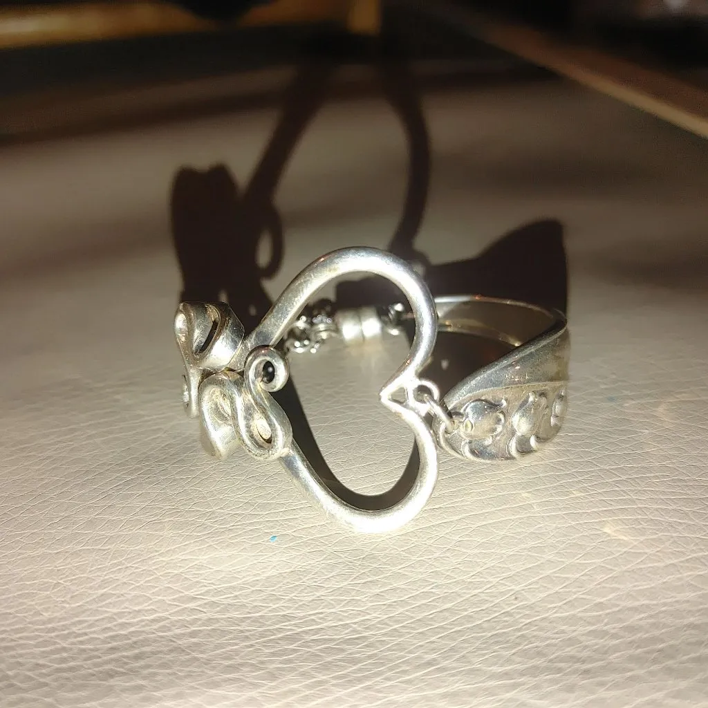 Heart Bracelet 1950 Gorham Sterling 14K WG Clasp 6 Fork Art Lily of The Valley Silver - Image 14