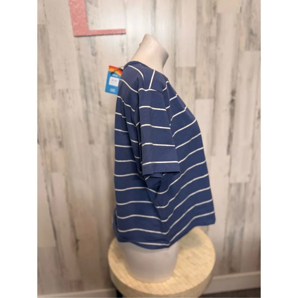 ALDI stripped crop top blouse size XL Blue - Image 3