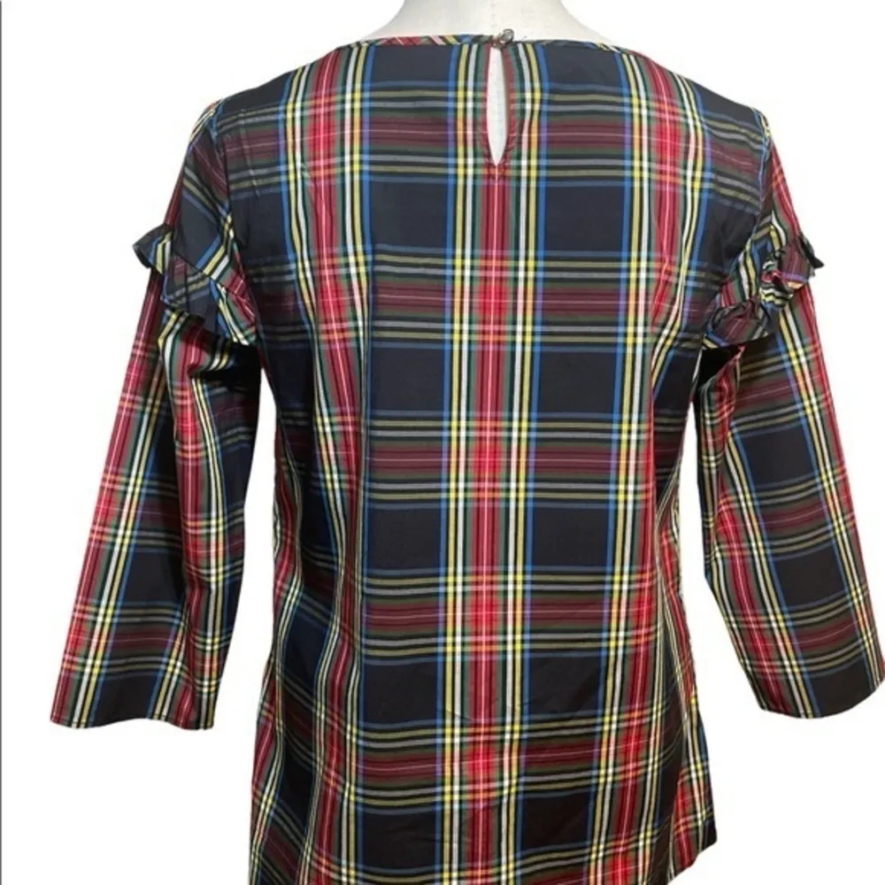 Talbots Women Plaid 3/4 Sleeve Blouse Sz small - Image 7
