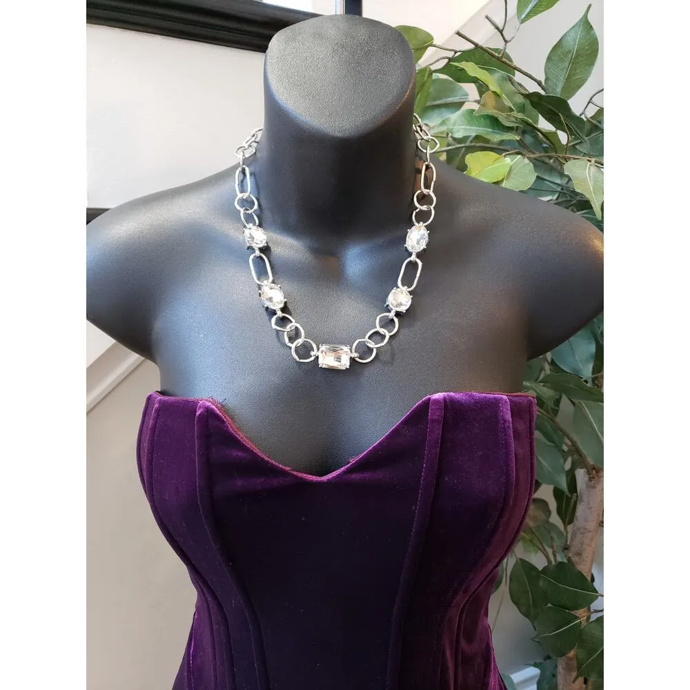 Super down Cocktail Dress Womens Medium Purple Velvet Off The Shoulder Back Zip - Image 5