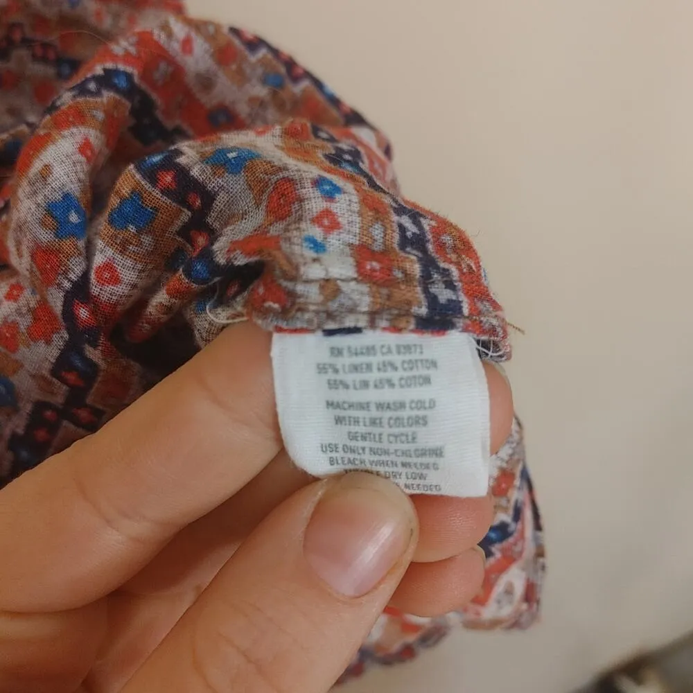 Aerie Size Medium M Boho Indie Summer Blouse Linen Cotton Red Adjustable Straps - Image 7