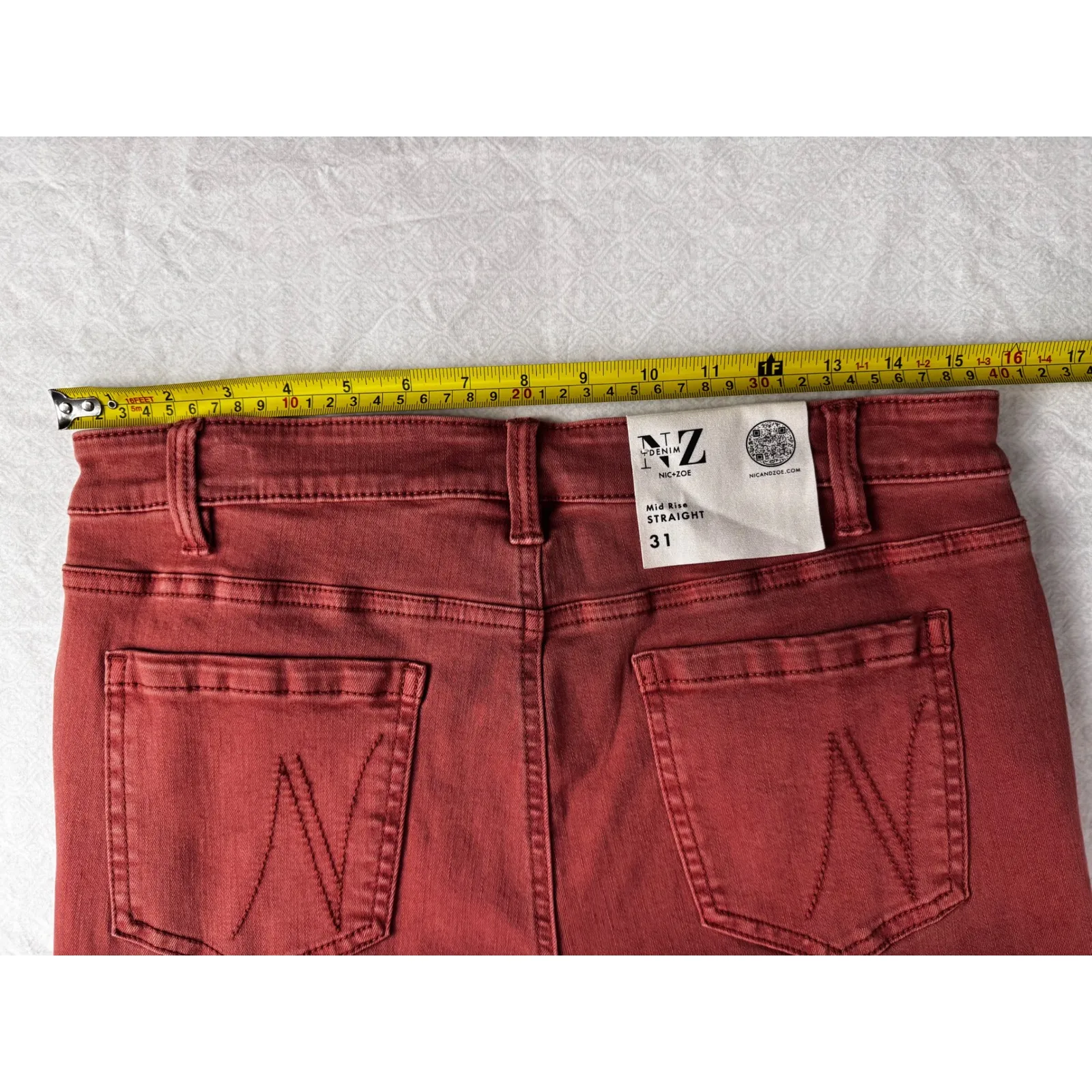 NIC+ZOE‎ Tandoori Coral Mid Rise Straight Leg Denim Jeans Size 31 REVIEW COLOR‼️ - Image 5