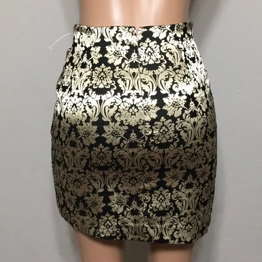 NBD gold and black high waisted faux wrap shirt. - Image 4