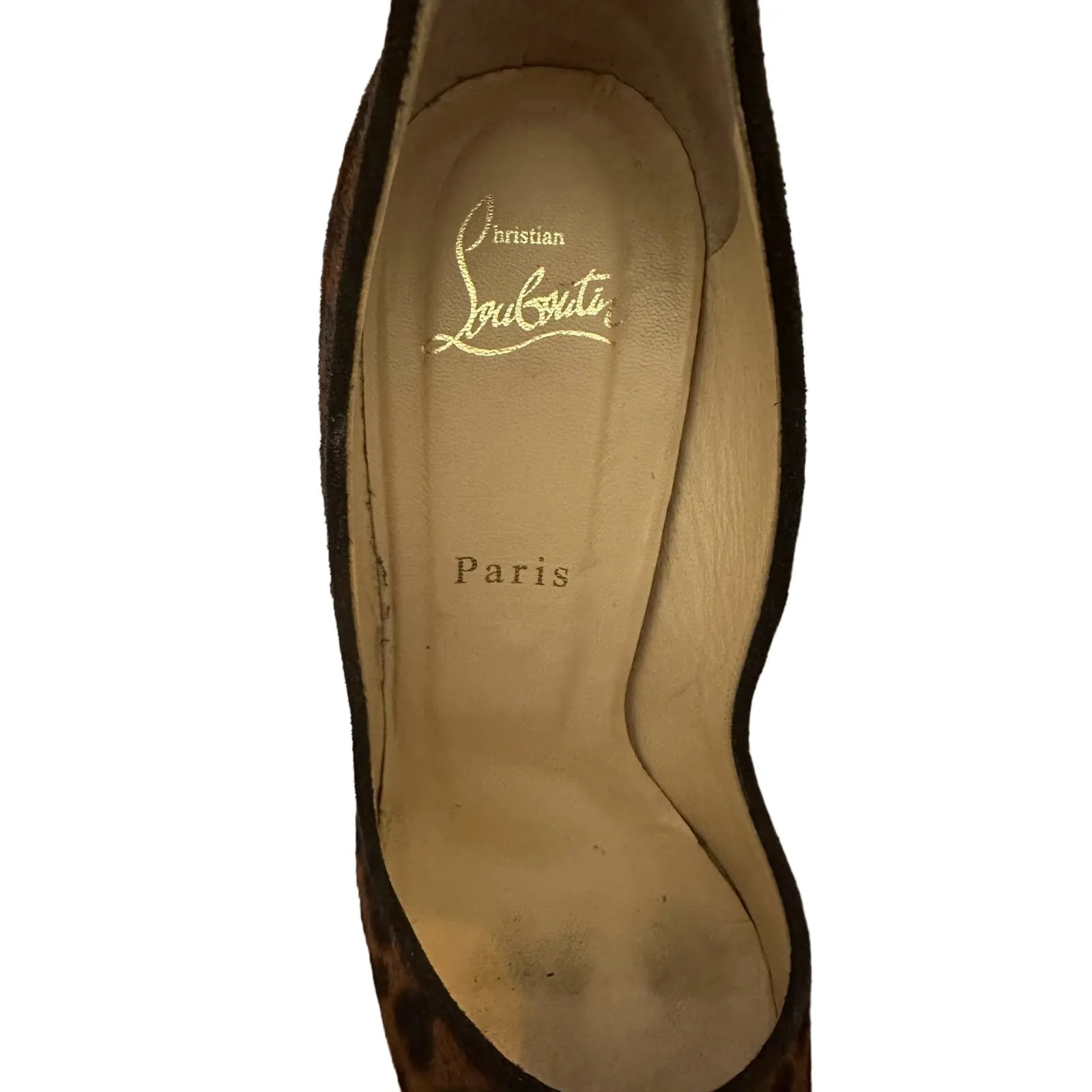 Christian Louboutin coroclic peep toe pony hair animal print wedges‎ size 38 - Image 4