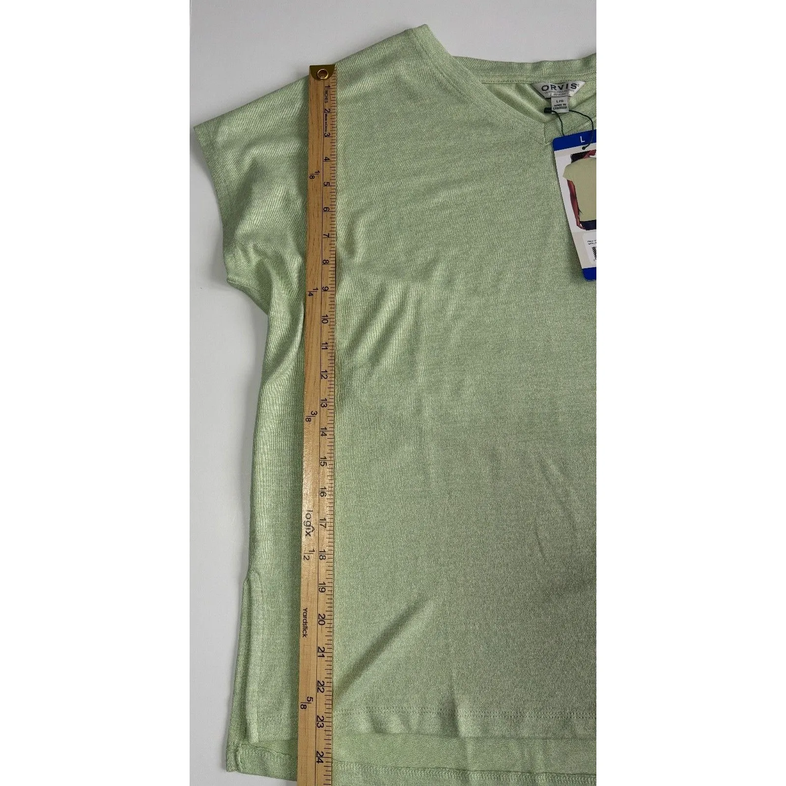 Orvis Green V-neck Tunic Top large NWT (0906) - Image 5