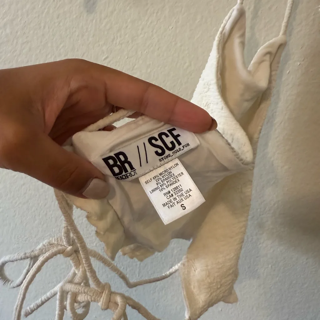 Beach Riot X Stone Cold Fox Halter Ruffle White Bikini Top Swim Resortwear - Image 3