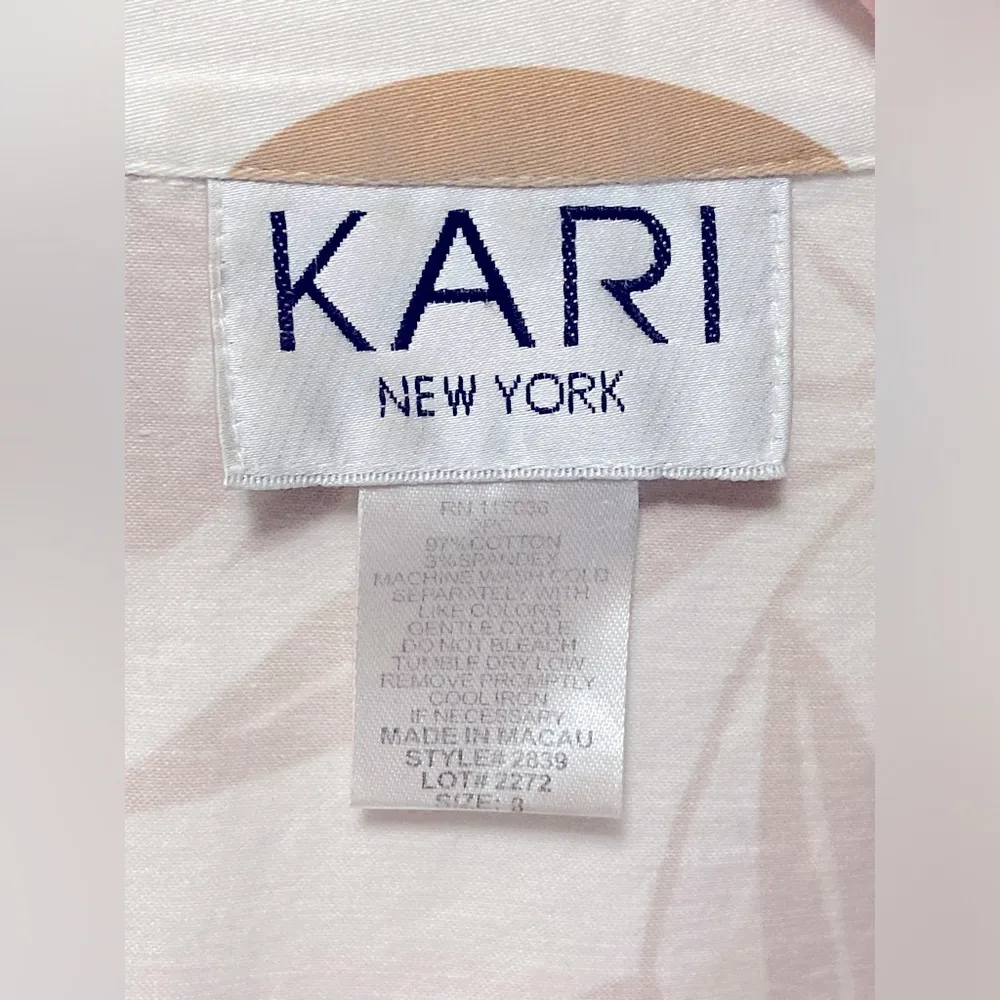 KARI Tan & White Floral Blazer Cardigan Open Jacket & Tan Built In Shirt/ Tank! Size 8 - Image 5