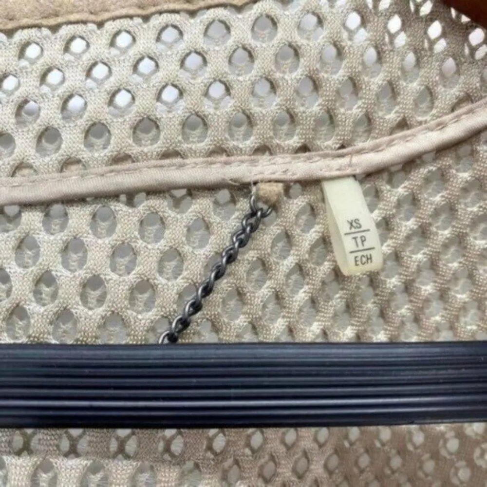 Lamb Suede Leather Mesh Open Front Jacket - Image 9