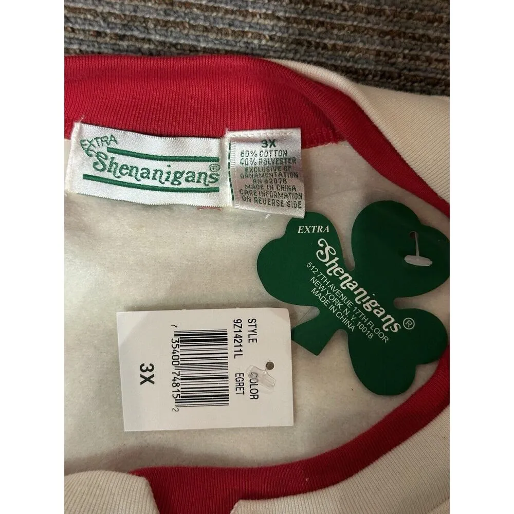 Extra Shenanigans Poinsettia Sweatshirt Plus Size 3X Cream Red Collar Xmas NEW - Image 5