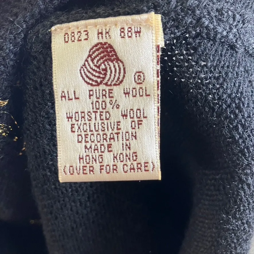 Susan Bristol Floral Beaded Black Wool Knit Vest‎ Womens Medium Vintage 80's - Image 7