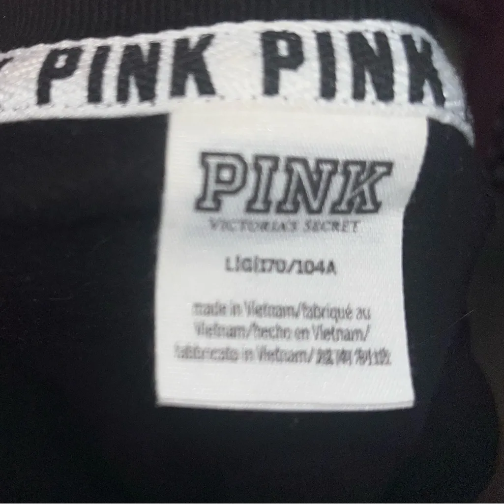 Victoria's Secret PINK Black Silver Logo Crewneck Sweatshirt Large - Image 3