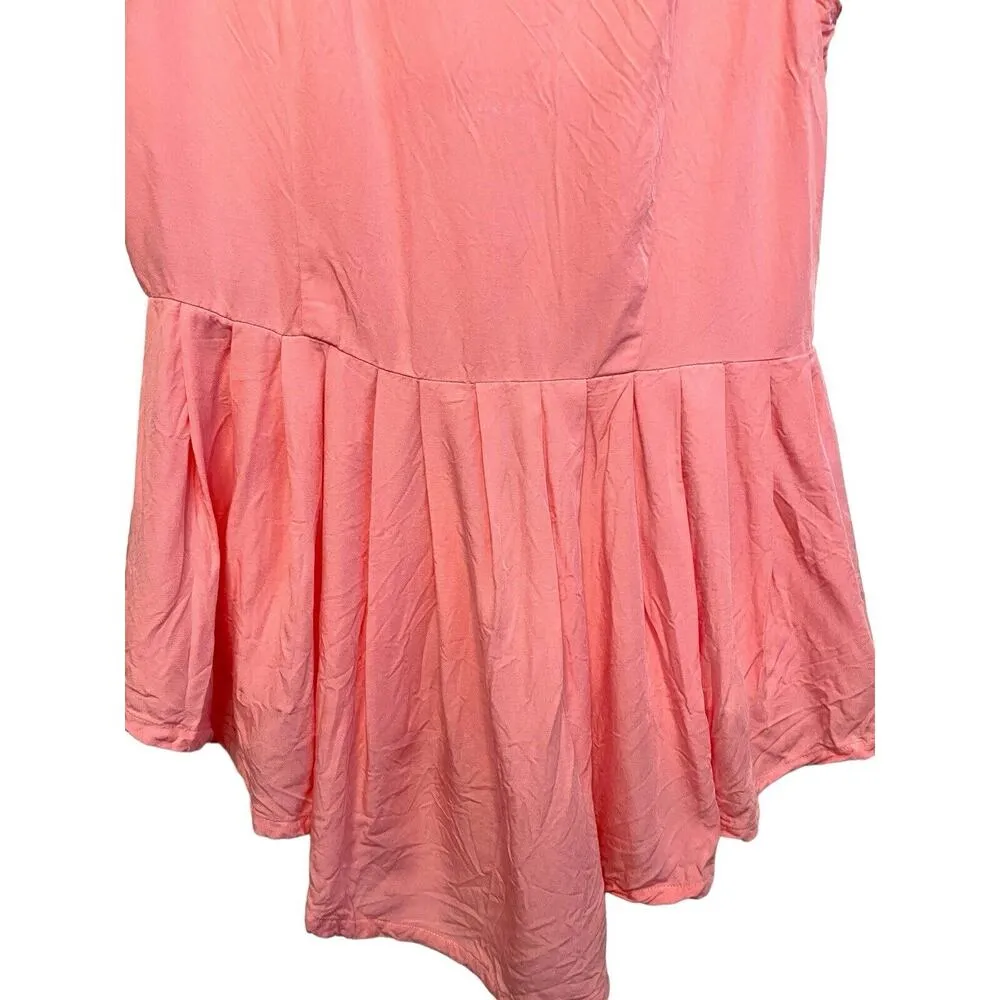 Vintage 1990s UFO Sleeveless Blouse Top Size Medium Pink Pleated Romantic Button - Image 6