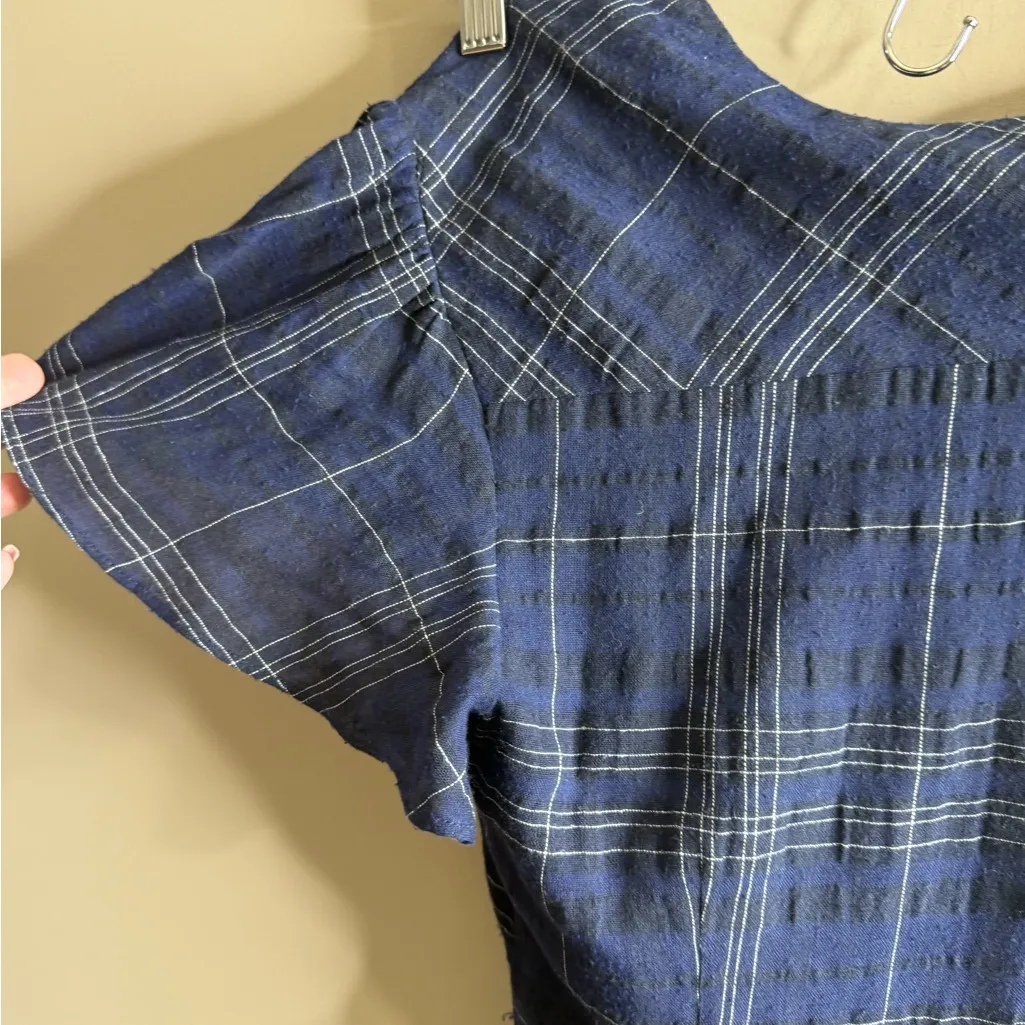 Greylin  Navy Plaid V-Neck romper small - Image 8