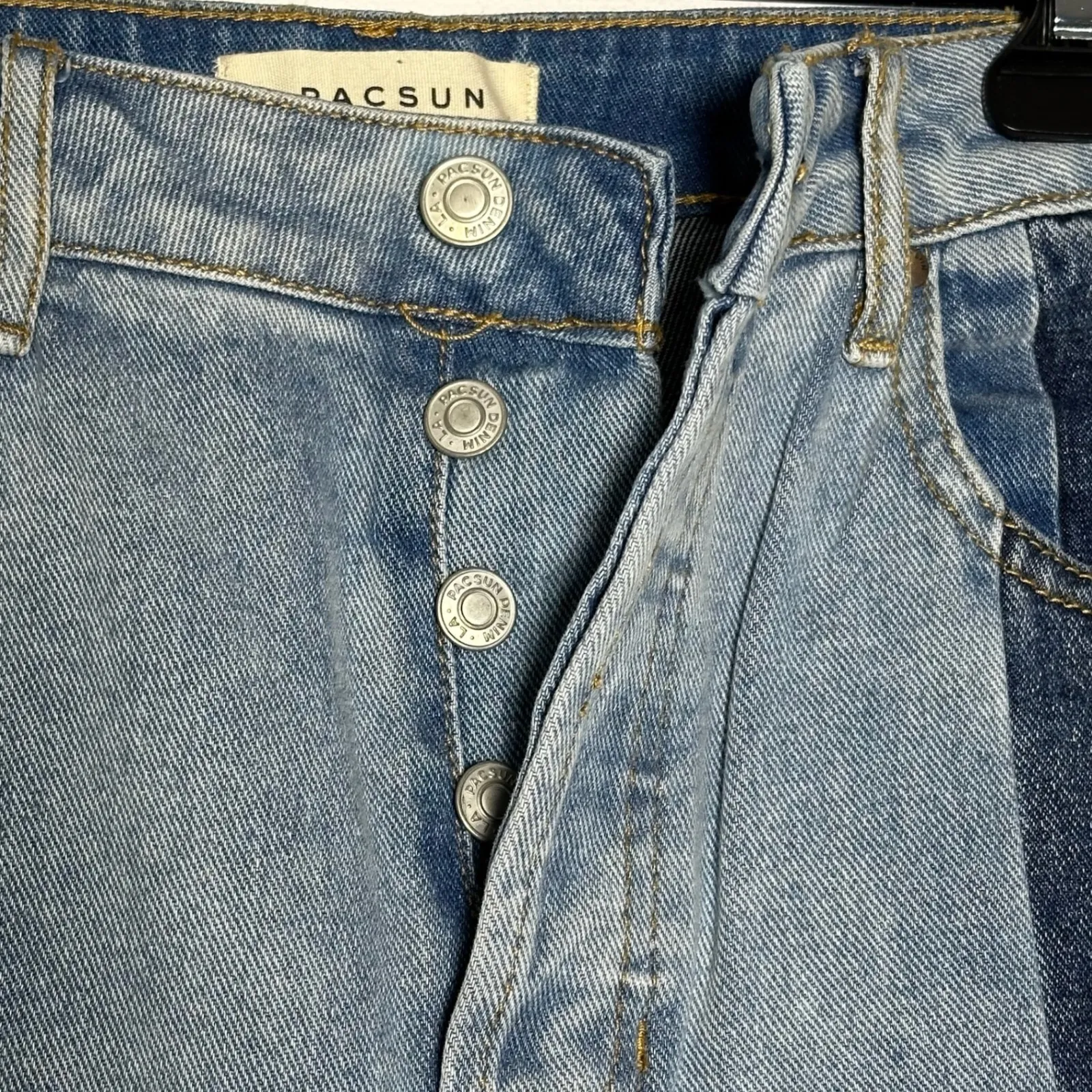Pacsun Mom Jeans Two Tone Color Block Denim Women Size 29 Distressed Raw Hem - Image 7