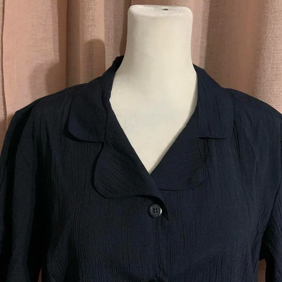 blue vintage collared blouse office siren button up Size M - Image 3