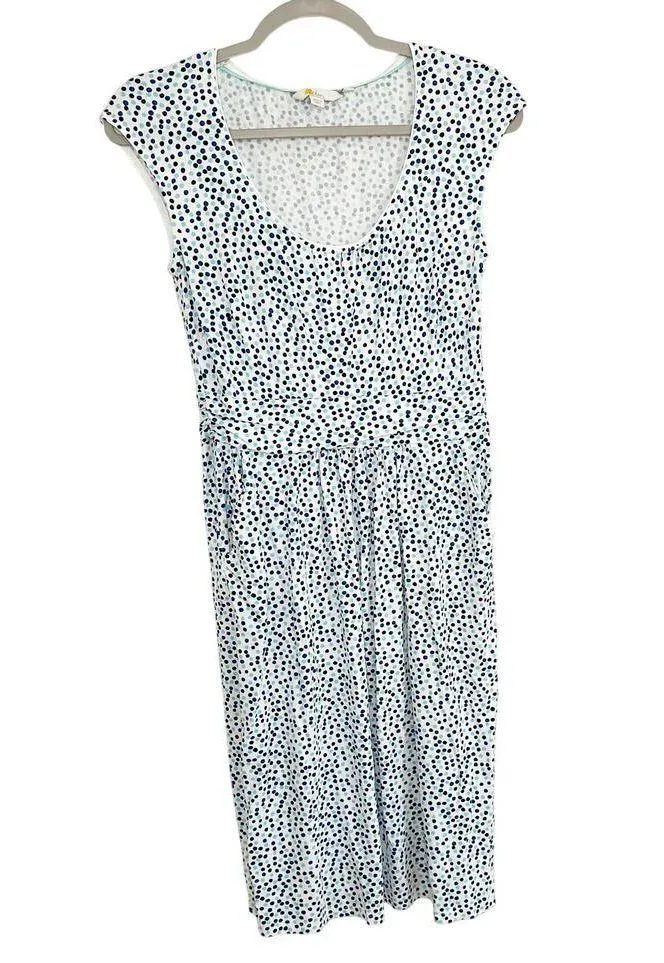 Boden Margot Jersey Knit Dress Cap Sleeve Polka Dot White Size 6 Long - Image 2