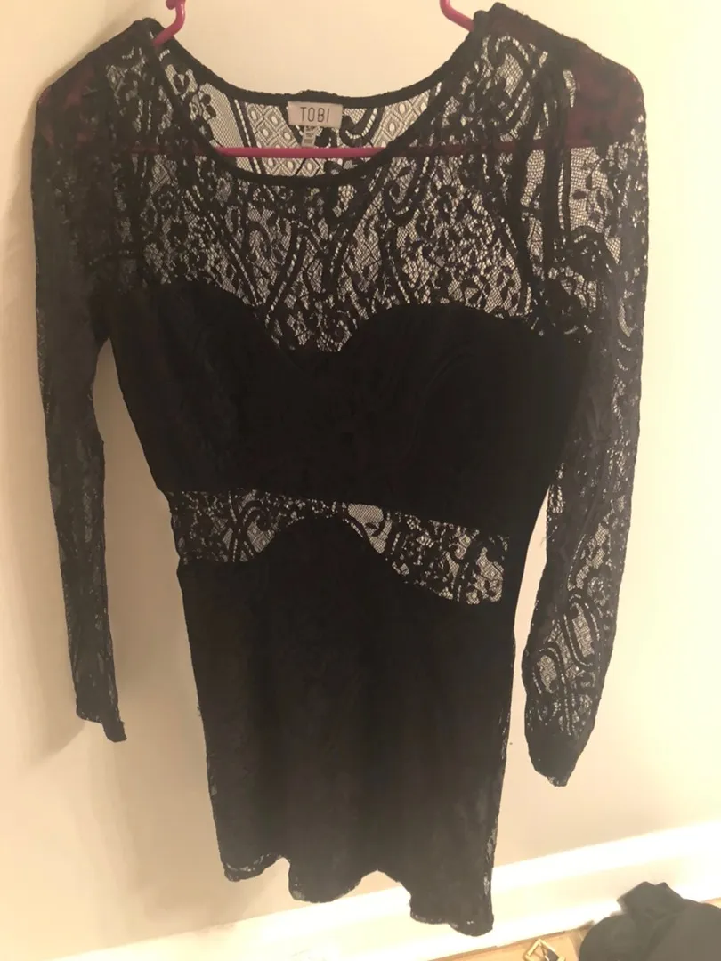 Black Lace Cutout Dress - Image 2