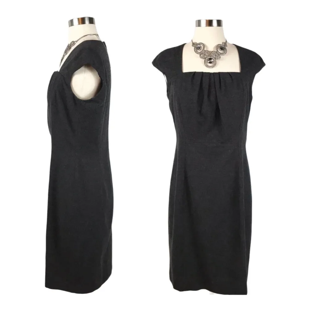 CLASSIQUES ENTIER ATELIER Sheath Dress Square Neck Charcoal Gray Back Zipper 8 - Image 7