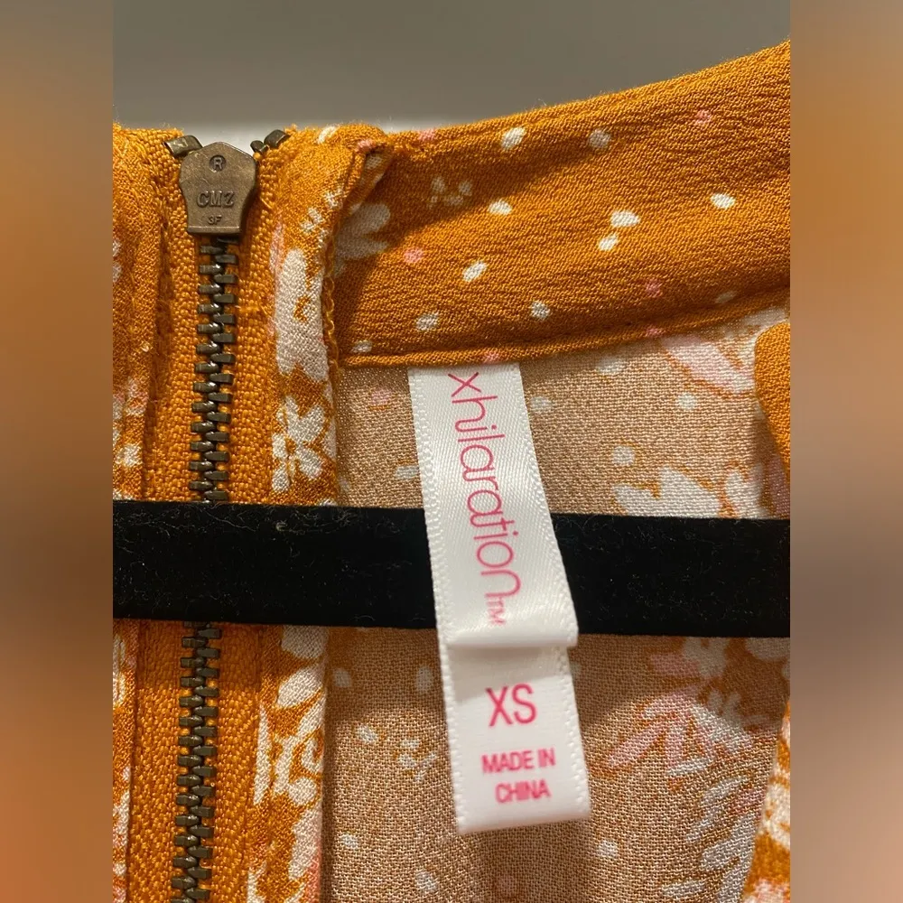 Xhilaration Target Mustard Yellow Floral Above Knee Corseted Mini Dress - XS - Image 12