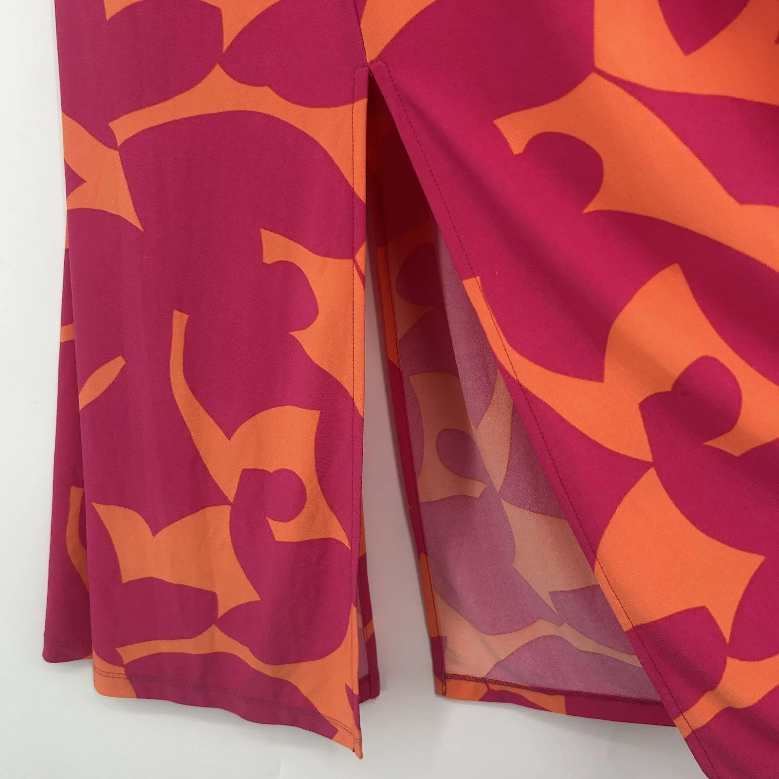 Bar lll Halter Maxi Dress Pink Orange Abstract Floral Sleeveless Resort Size S - Image 5