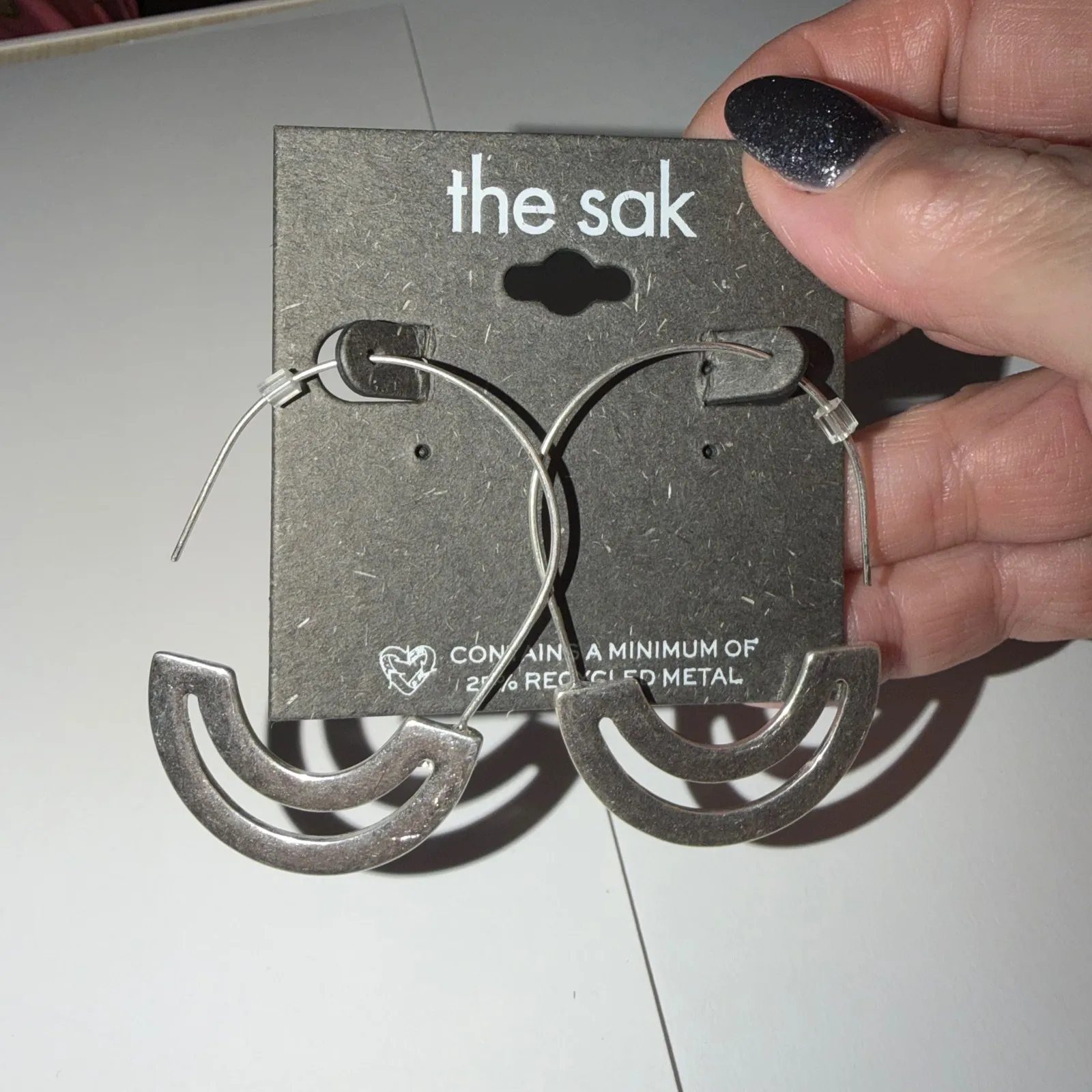 The Sak Silver Tone Double Arc Hoop Earrings - Image 2