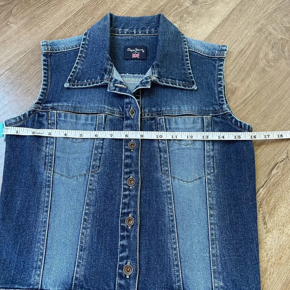 Pepe Jeans denim mini jean dress sleeveless button up mini dress women’s size S - Image 8