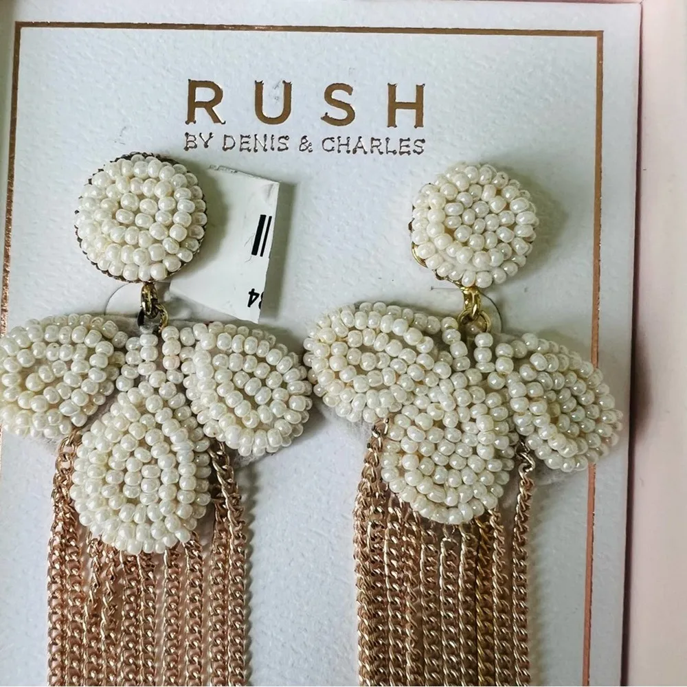Rush Faux Pearl Cluster Drop Earrings NWT - Image 10