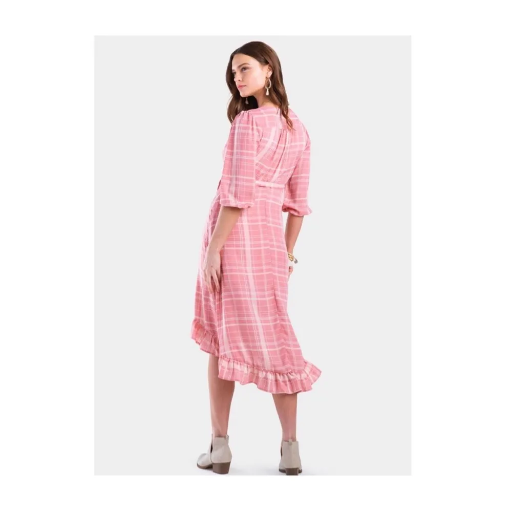 Leticia Plaid Wrap Midi Dress - Image 4