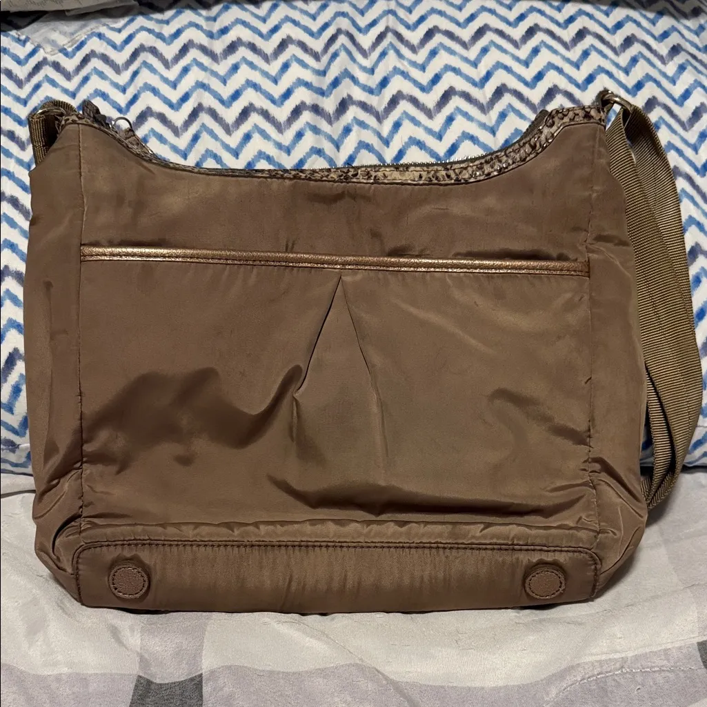 Brighton Brown and Gold Snake Print Bag - Image 9