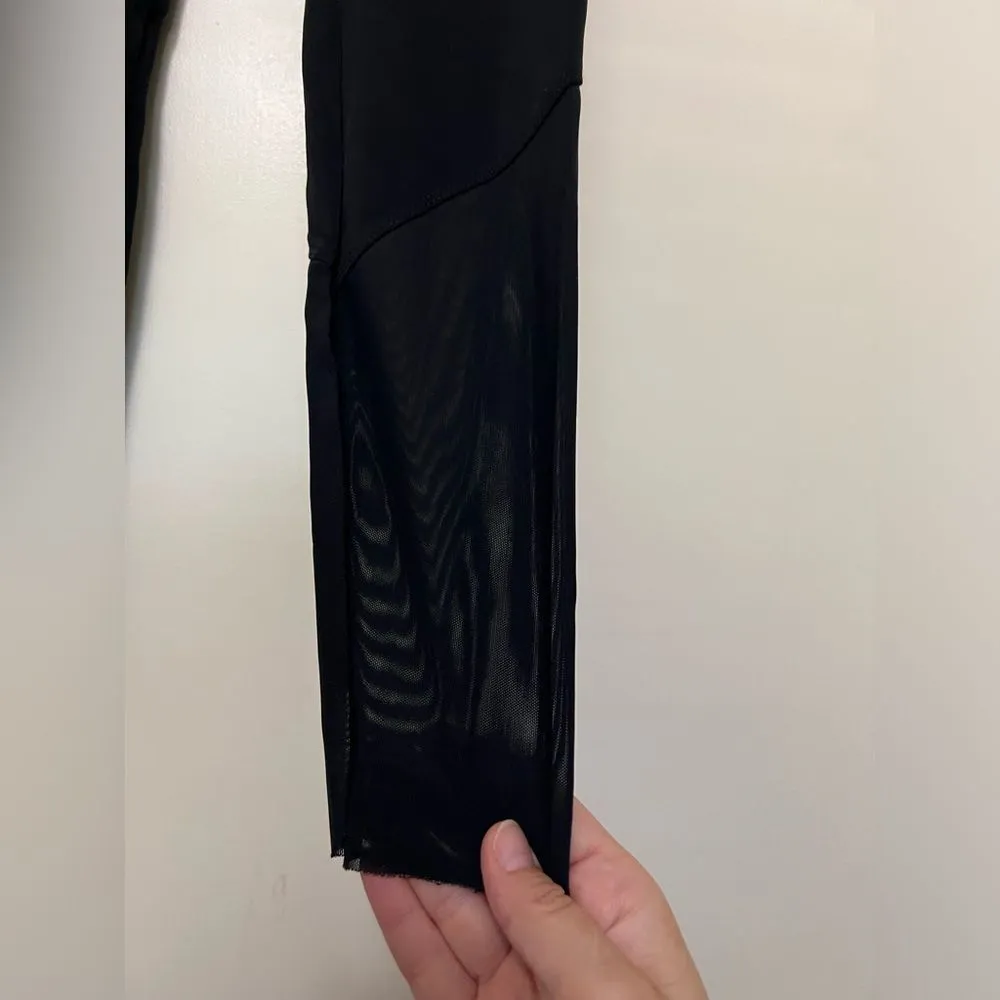 Koral Black Leggings -‎ Sheer Leg Detail, Size Small, Raw Hem - Image 5