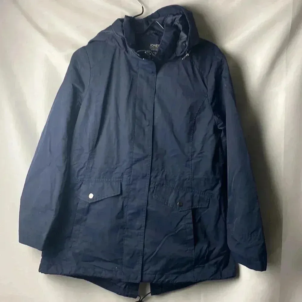 JONES NEW YORK SIGNATURE WO SIZE MEDIUM NAVY JACKET ZIP BUTTON CLOSURE POCKETS - Image 2