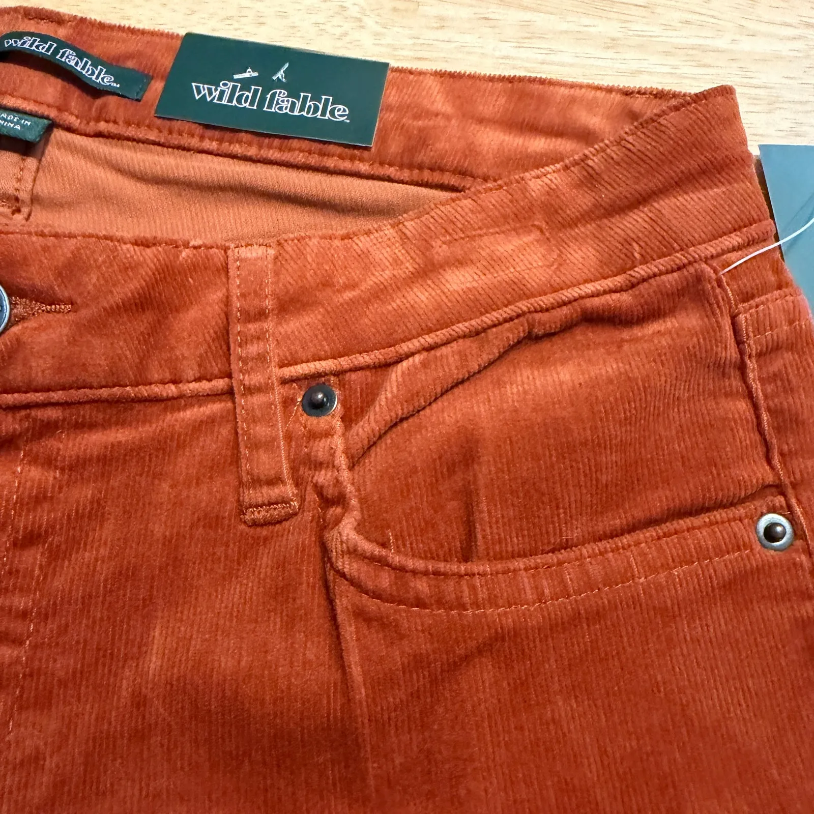 Wild Fable Women's Rust Orange Mid-Rise Corduroy Flare Pants - Size 2 - NWT - Image 4