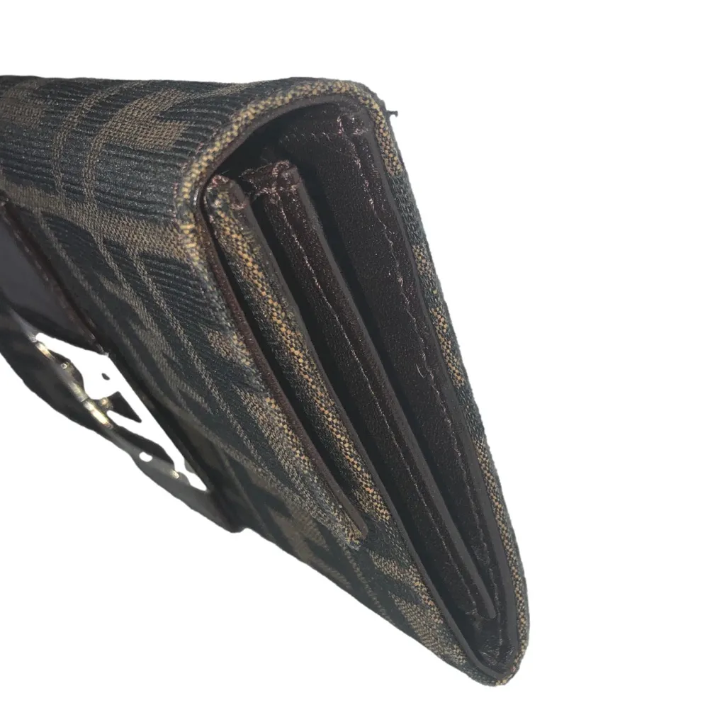 FENDI Zucca Silver Buckle Bifold Long Vintage Wallet w Coin Section - Image 3